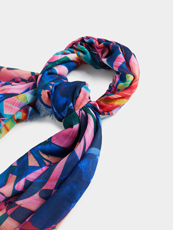 Long scarf with floral print  - 4