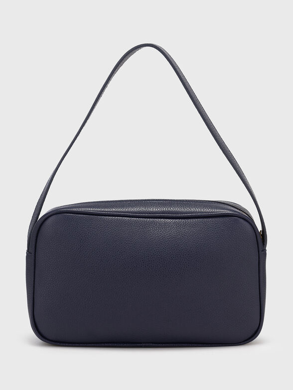 Small leather bag with logo in beige - 2