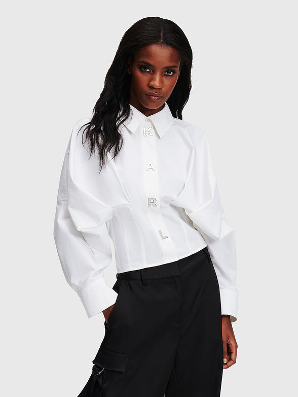 Black organic cotton shirt with puff sleeves - 1