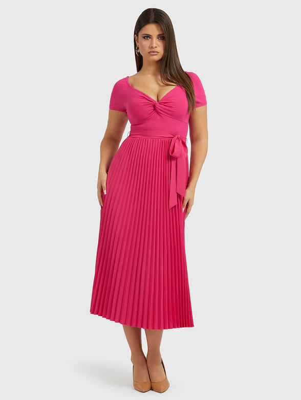 guess pleated dress GUESS USA Sleeveless Pleated Midi Dress | Neutrals