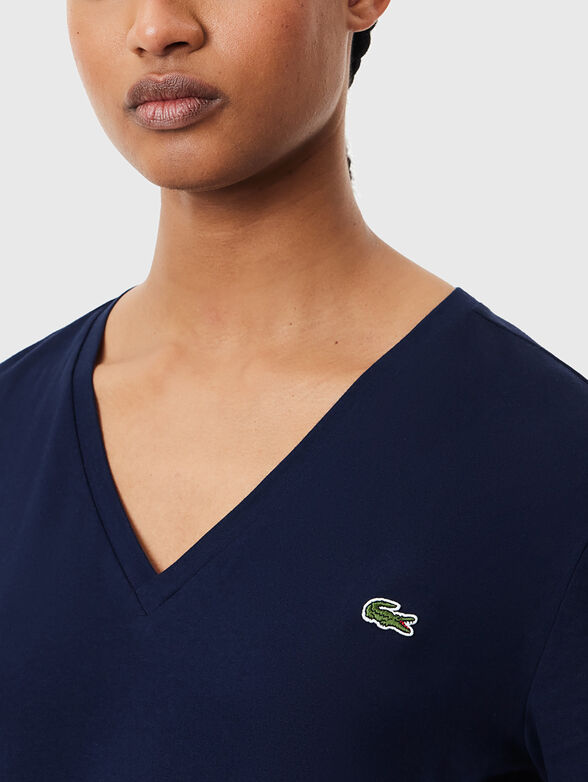 Black T-shirt with V-neck - 4