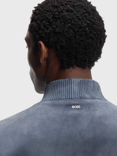 Suede jacket with logo detail - 4