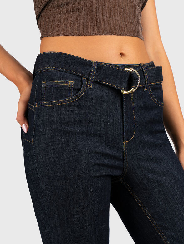 Dark blue jeans with belt - 5