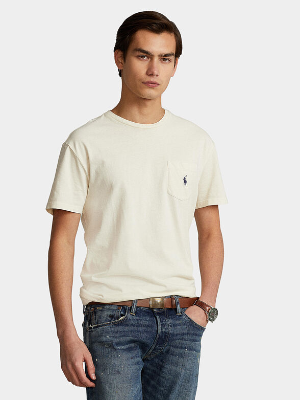 T-shirt with contrast logo and pocket - 1