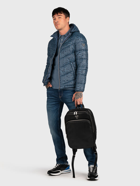 Padded jacket in black color with logo patch - 2