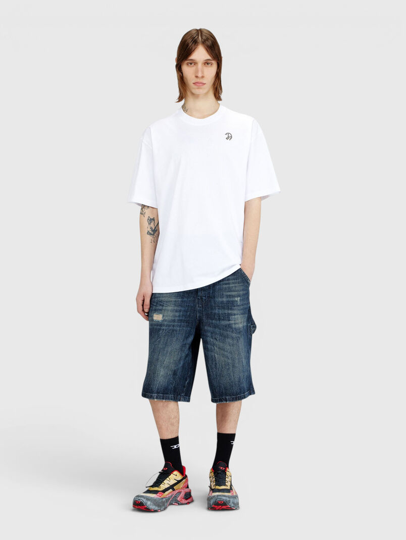 Black cotton T-shirt with a print on the back  - 3