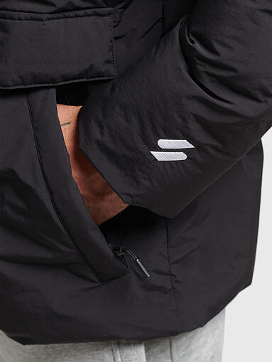 SHORT BOXY black padded jacket with hood  - 4