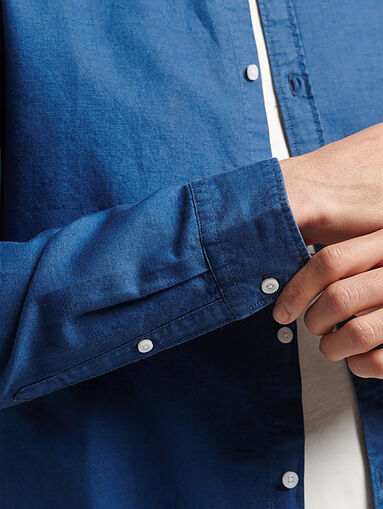 Blue linen blend shirt - 4