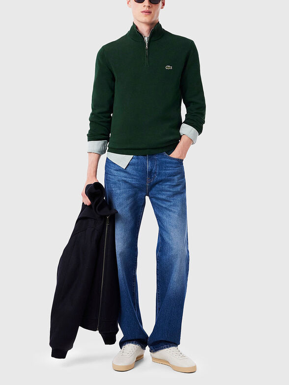 Zipped high neck cotton sweater - 2