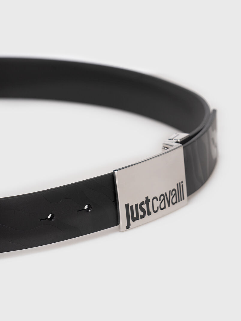 Reversible leather belt with logo buckle - 3