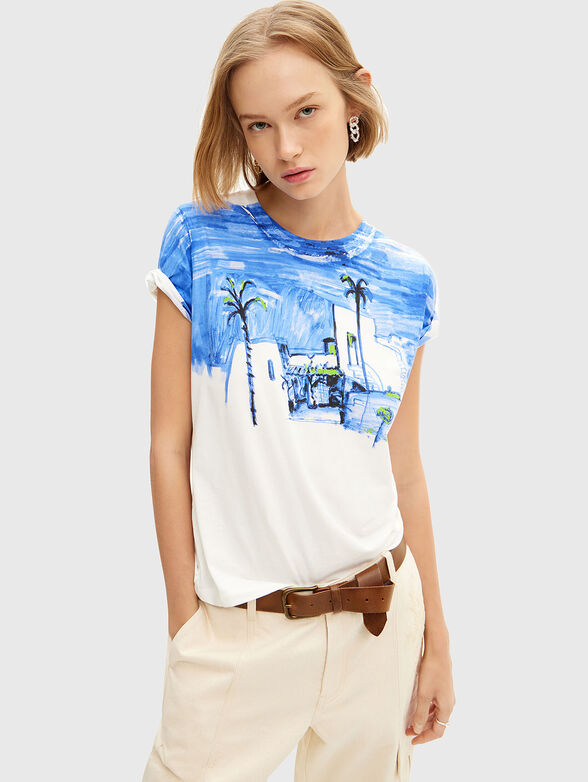 T-shirt with print in blue - 1