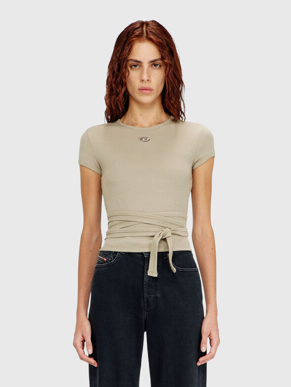 Ribbed T-shirt with wrap around laces - 1