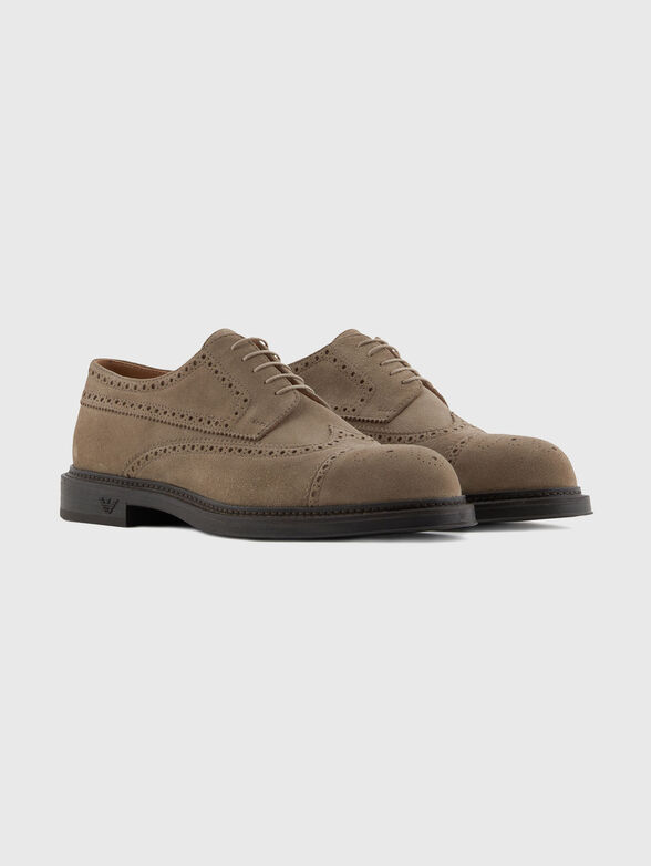 Suede Derby shoes with brogue perforations - 2