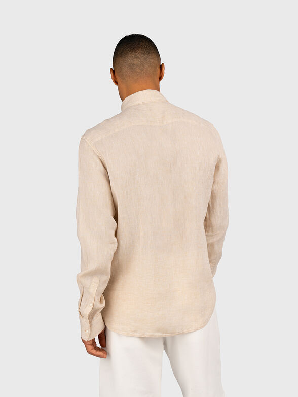 Beige linen shirt with logo detail - 3