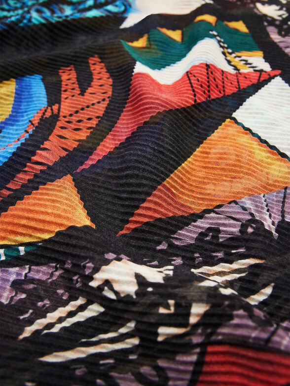 Multicoloured scarf with abstract print - 4