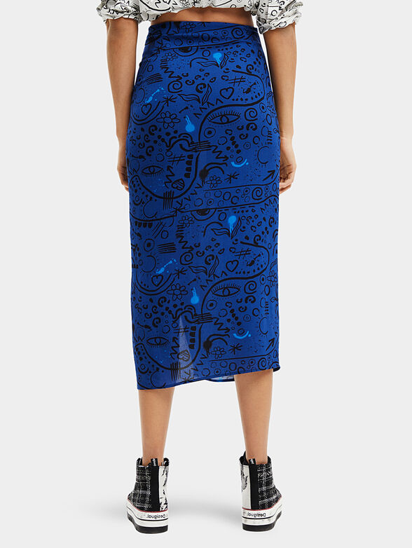 LIDA blue skirt with art prints - 2