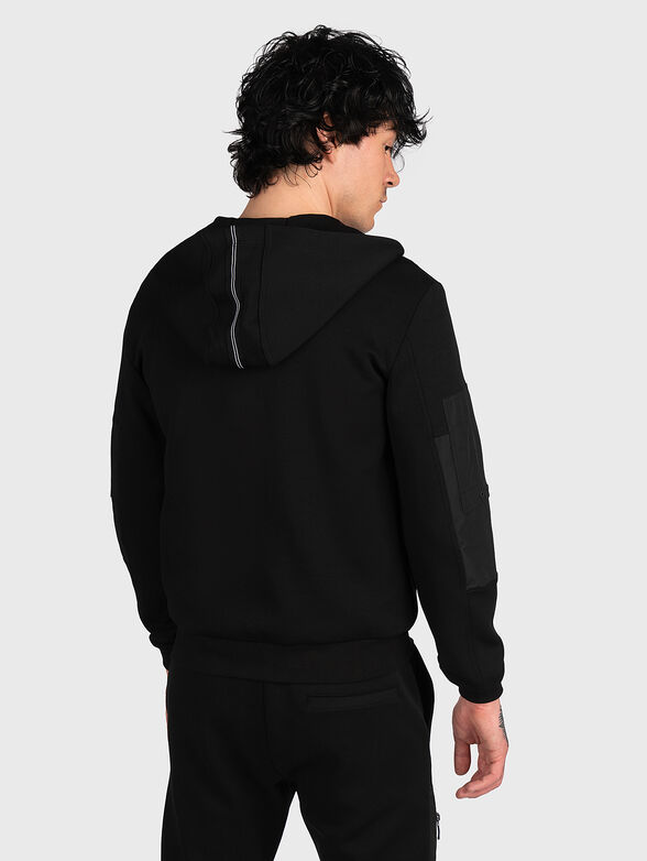 Black sports sweatshirt with zip and hood - 2