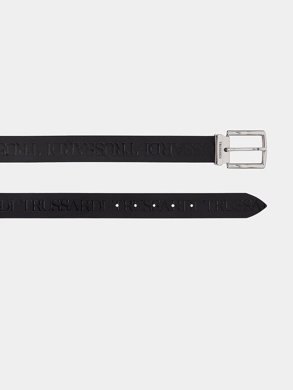 Leather belt with embossed logo - 2