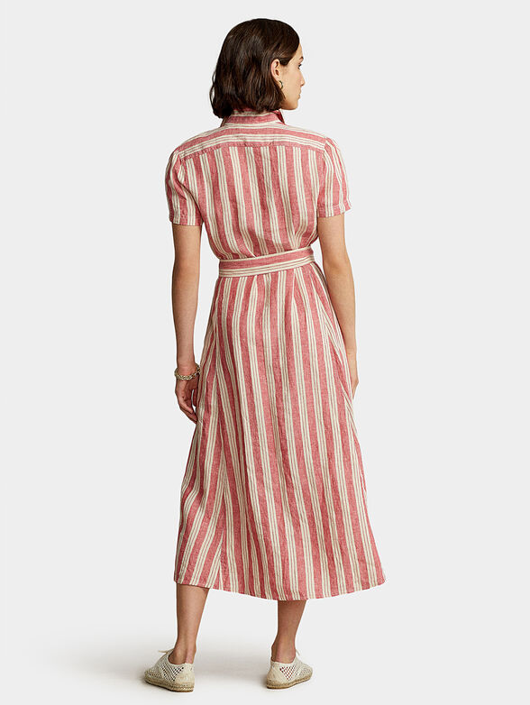 Striped linen belted dress - 2