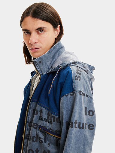 Denim jacket with monogram print - 4