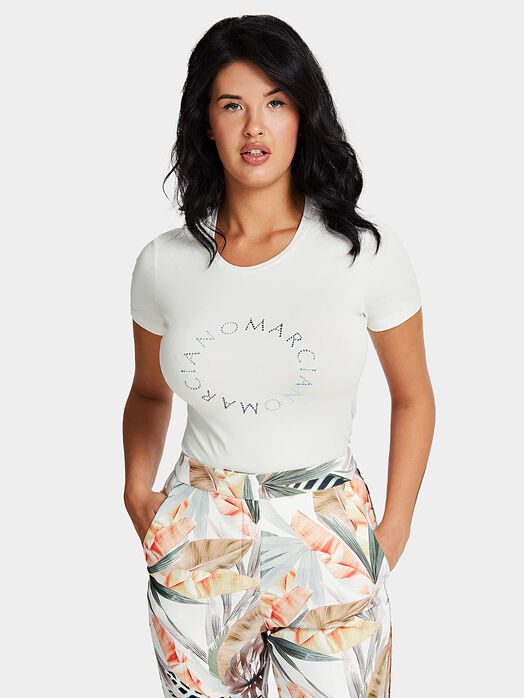 J LO White t-shirt with blue crystal logo