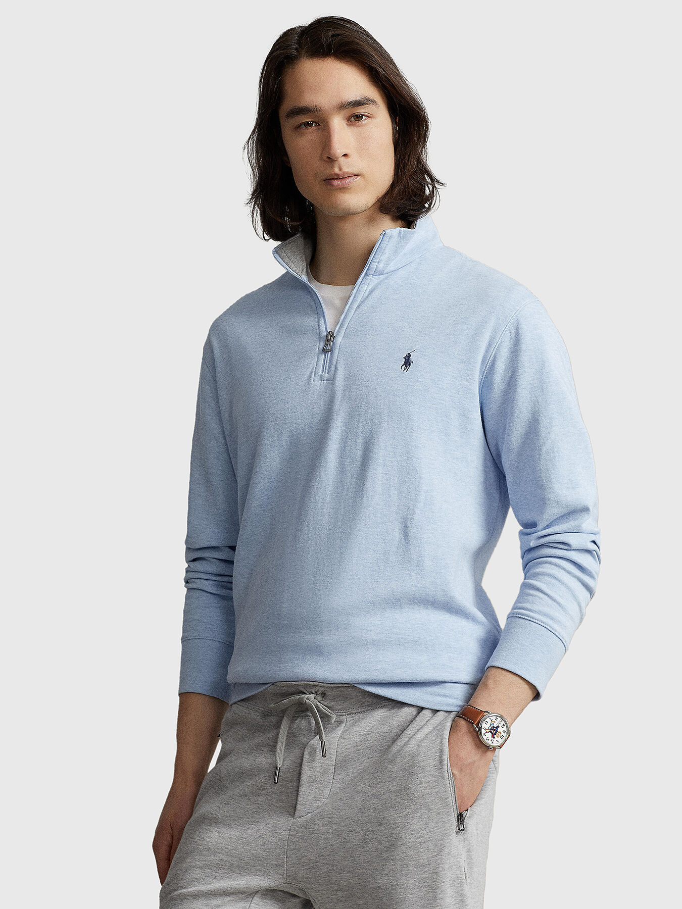 Blue sweater with zip brand POLO RALPH LAUREN — Globalbrandsstore