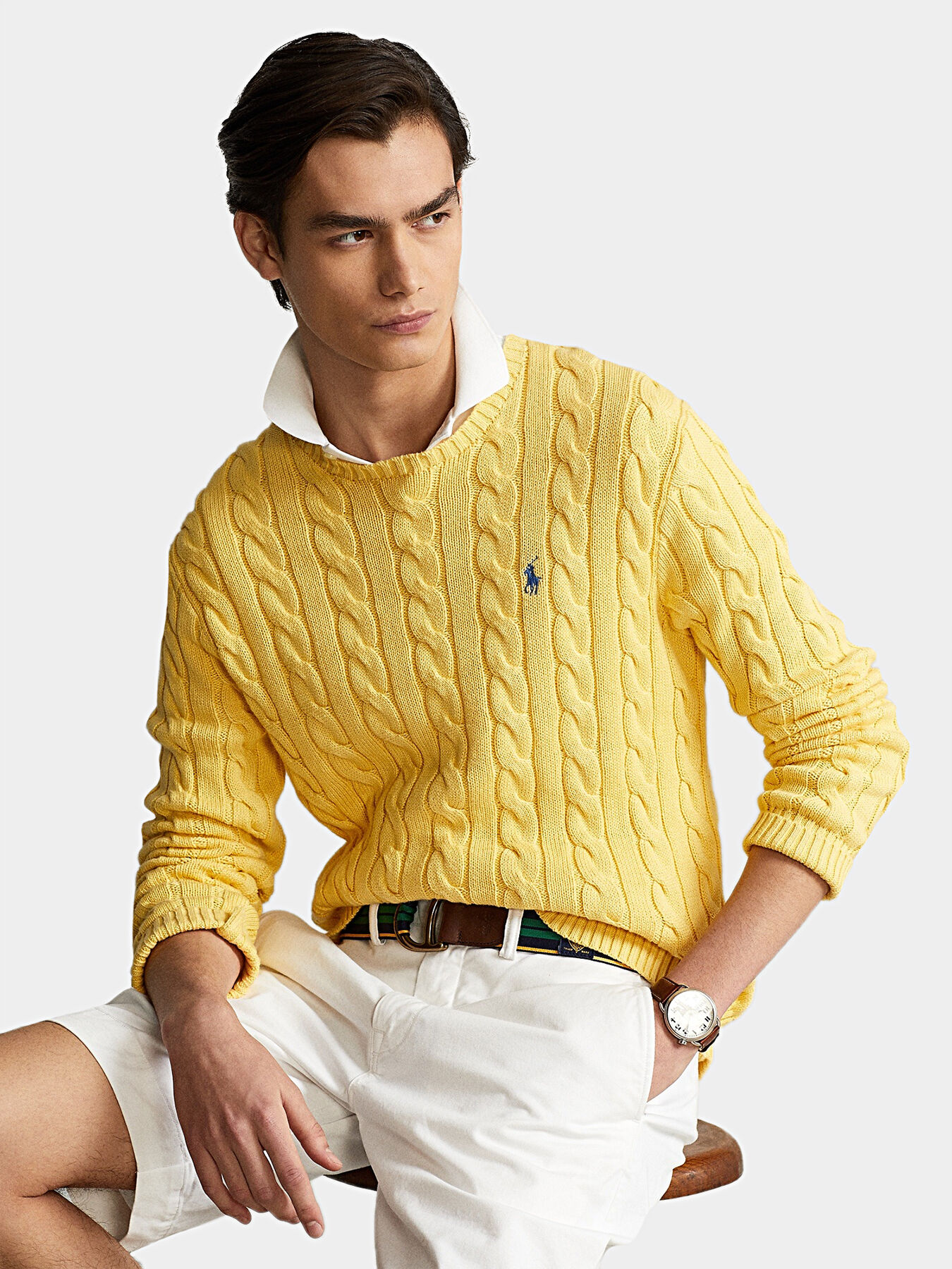Cotton sweater in yellow color brand POLO RALPH LAUREN Globalbrandsstore en
