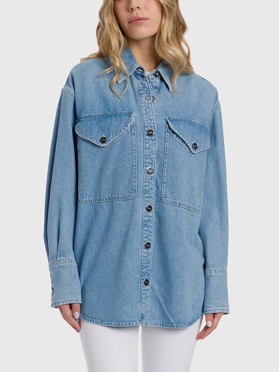 Denim shirt with accent pockets - 1