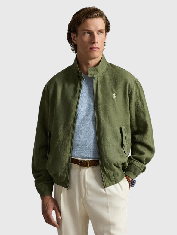 Linen jacket with logo detail - 1