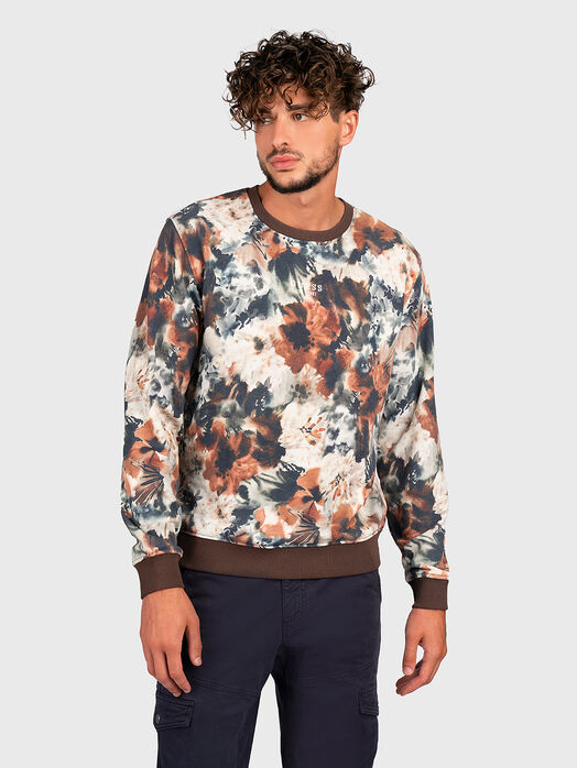 Sweatshirt with accent floral print