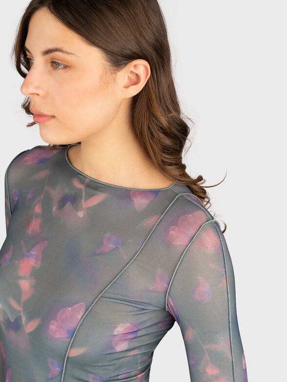 DEUPHINE blouse with long sleeves and sheer effect - 4