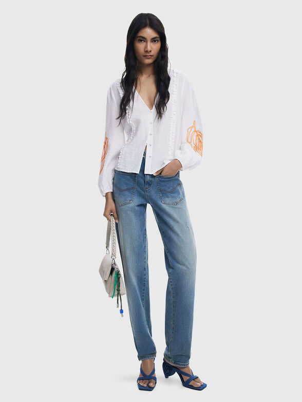 Long sleeved shirt with accent embroidery - 2