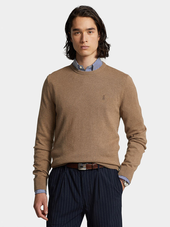 Вълнен пуловер с лого бродерия - 1