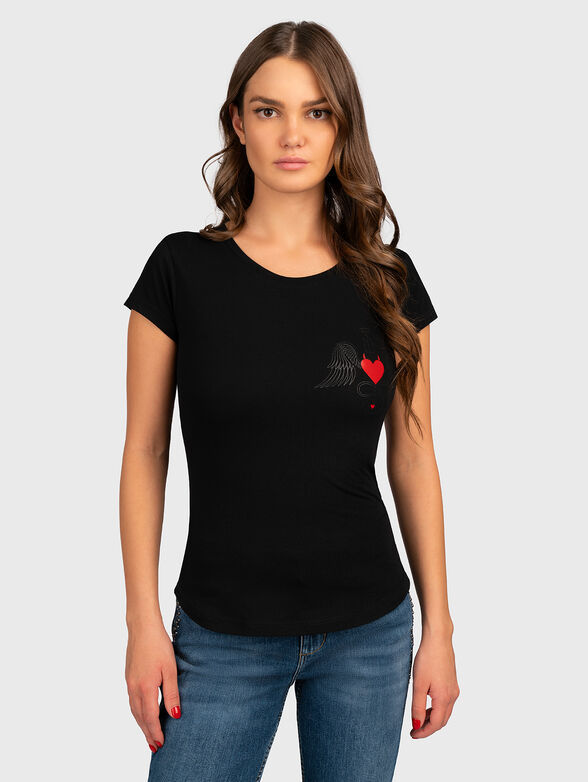 TSL 074 T-shirt in black with contrast print - 0