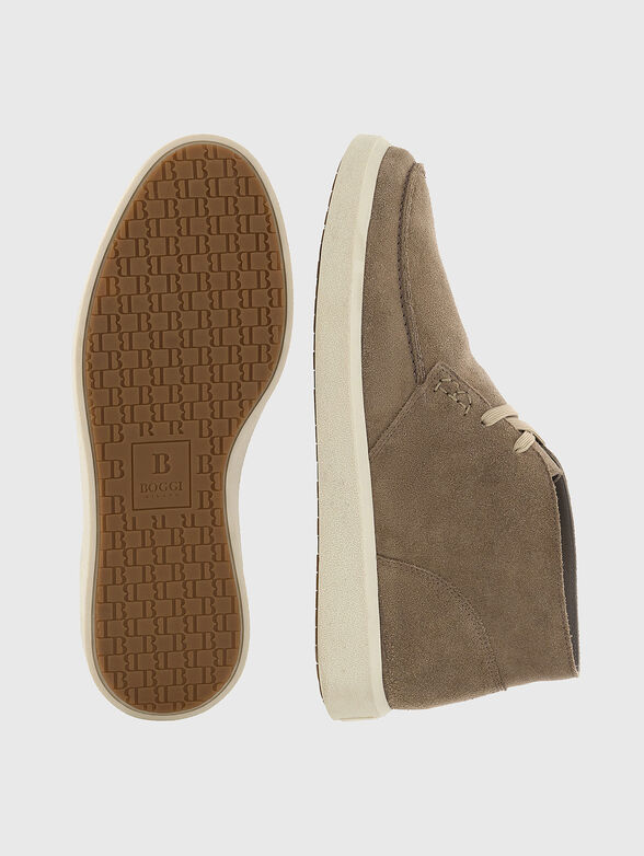 Beige suede lace-up ankle boots - 4