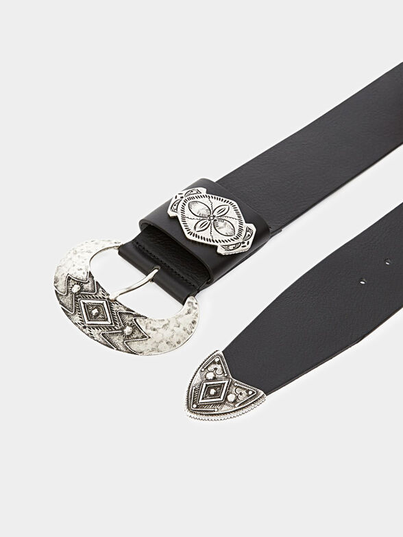 Calf leather belt with round buckle - 1