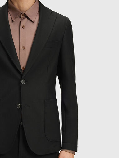Black slim wool blend jacket - 5