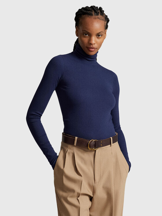 Dark blue sweater with turtleneck collar - 1