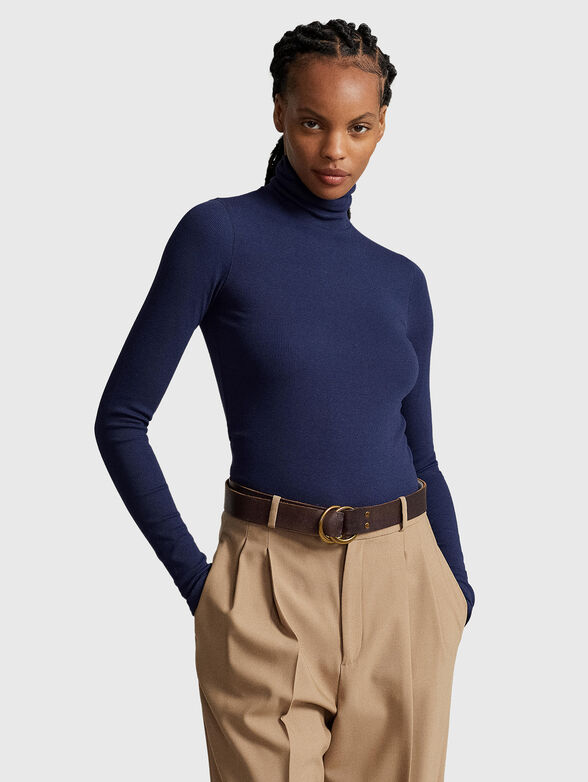 Dark blue sweater with turtleneck collar - 1