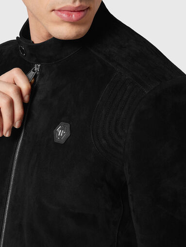 Beige suede biker jacket - 5