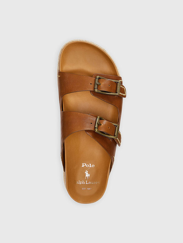 Brown leather slippers - 4