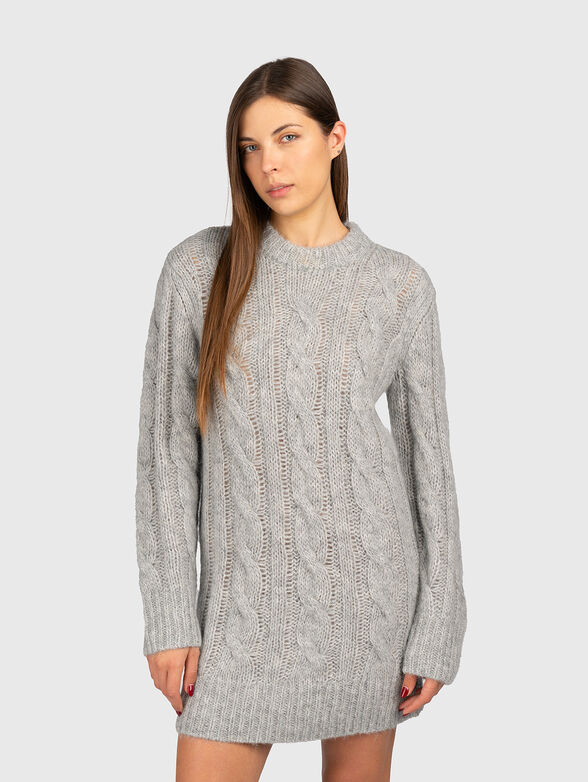 Wool blend dress with round neck - 1