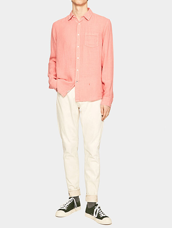ADDISON linen shirt in coral color - 2
