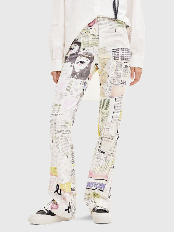 All over print high waist trousers - 1