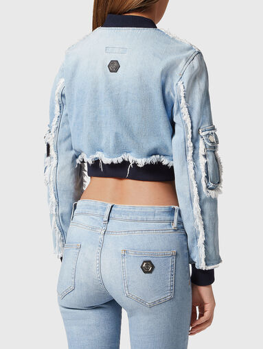 Denim bomber jacket with shoulder pads - 3