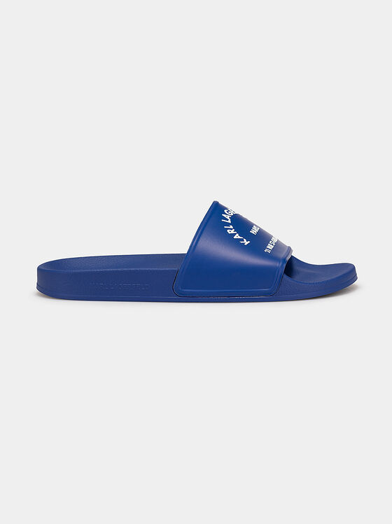 Плажни чехли KONDO в син цвят с контрастно лого - 1
