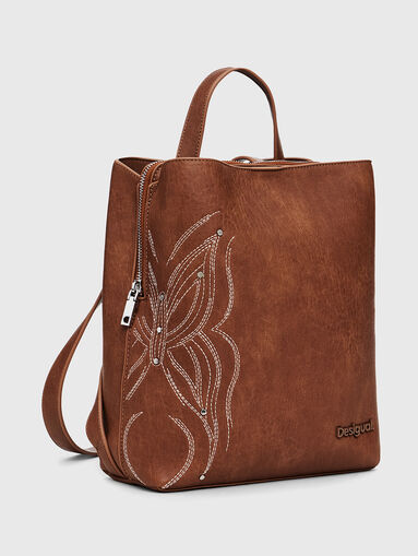 Brown backpack with embroidery - 3