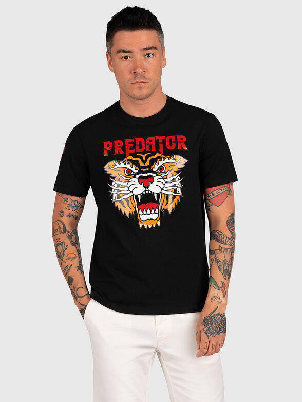 Black T-shirt with colorful print - 1