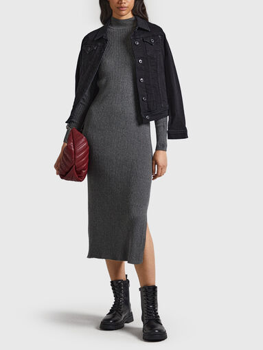 Black midi dress with slit  - 4