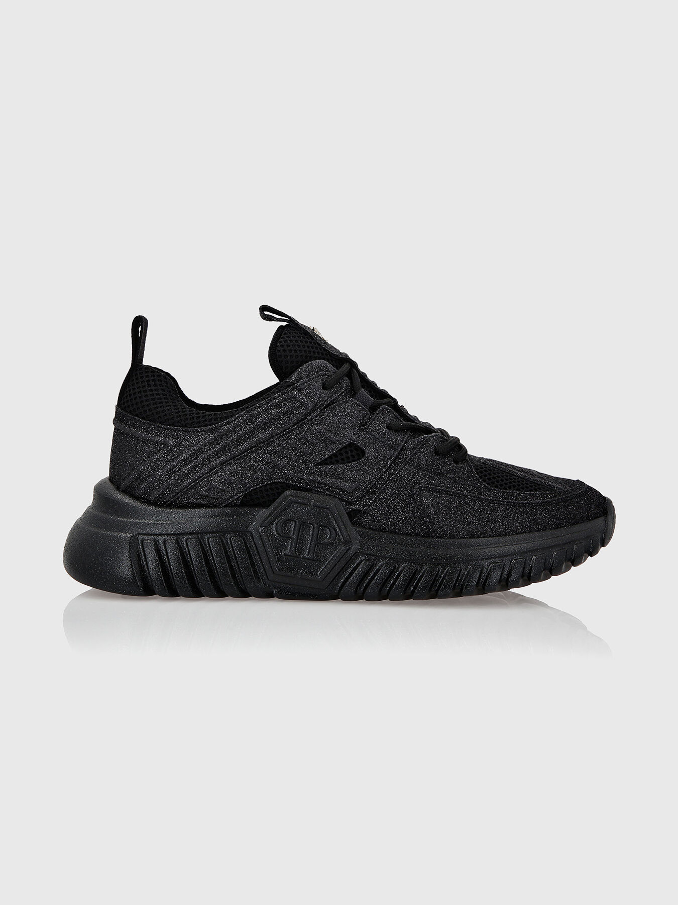 Black shiny sneakers best sale